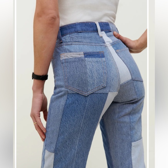 Reformation Upcycled Patchwork High Rise Straight Jeans Salton - Size 28 NWT - Picture 2 of 10